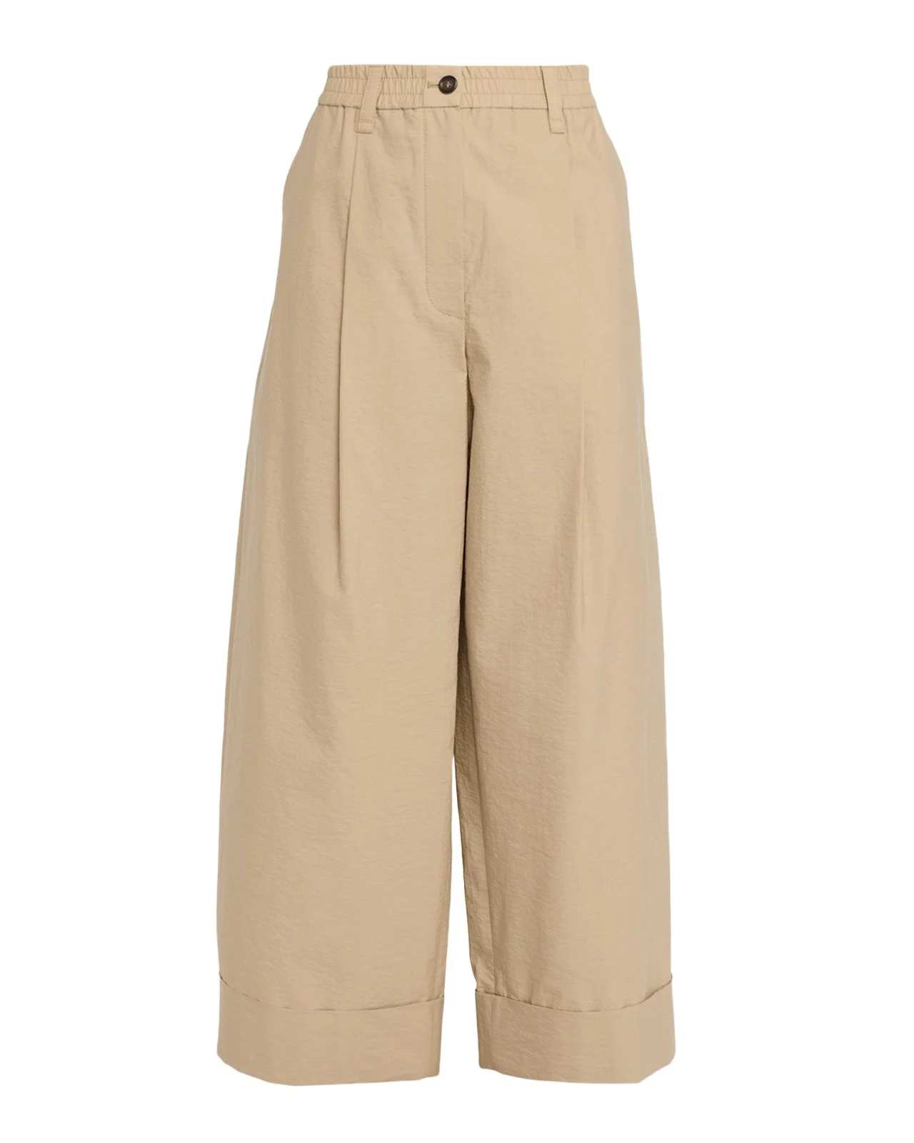 Elastic-Waist Wide-Leg Ankle Pants
