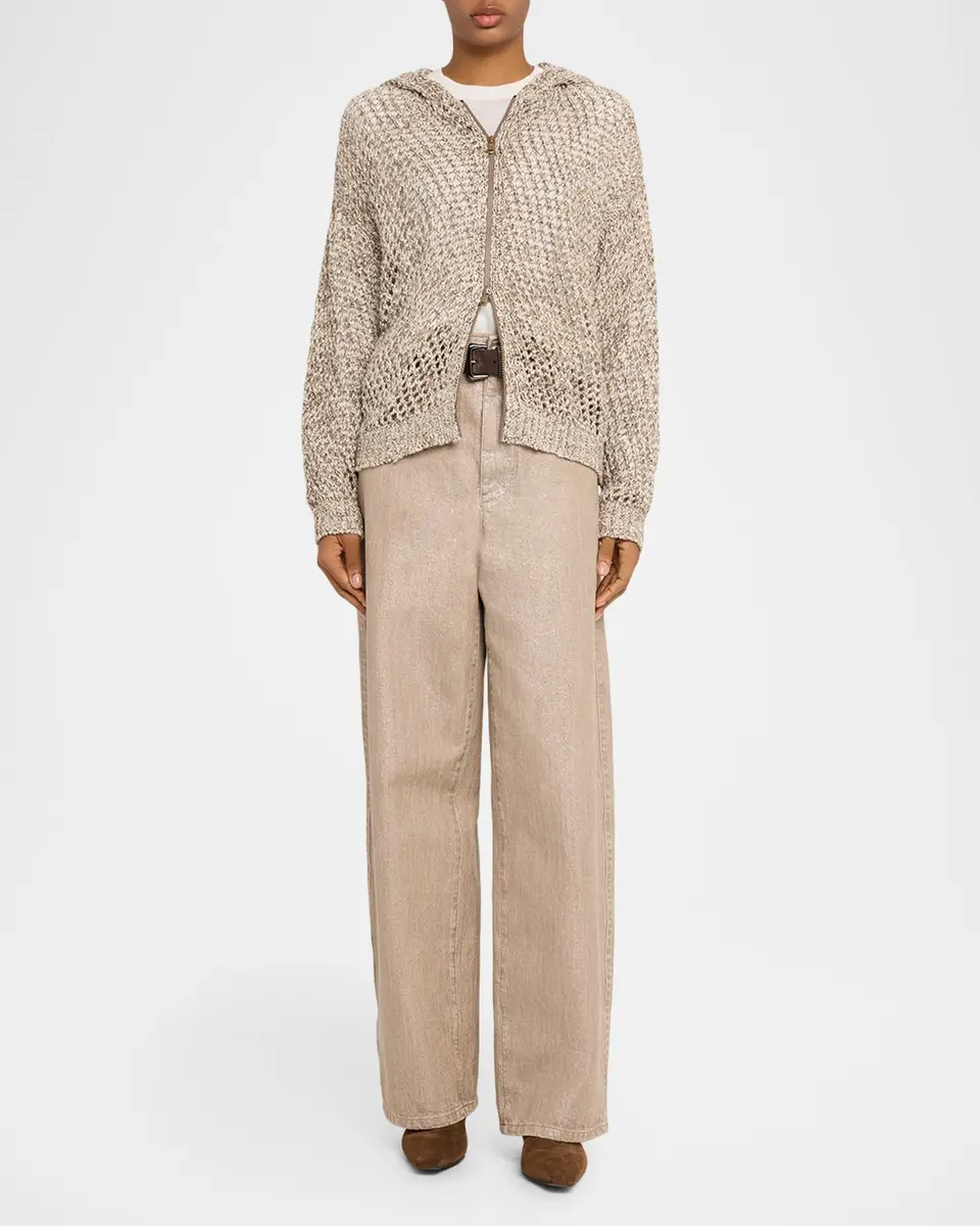 Brunello Cucinelli Monili-Trim Sleeve-Panel Cashmere Sweater | Thumbnail 2 Brunello Cucinelli Monili-Trim Sleeve-Panel Cashmere Sweater | Thumbnail 2