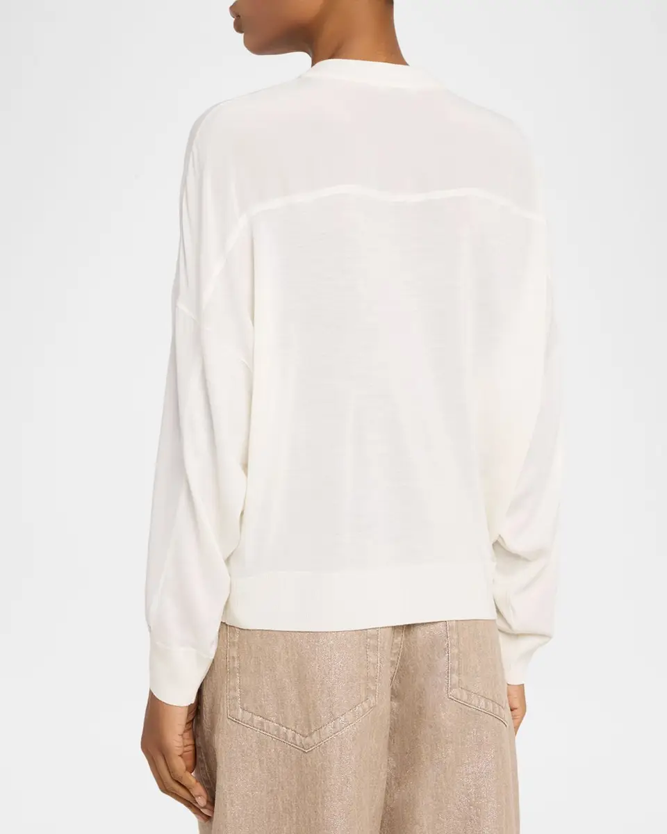 Brunello Cucinelli Monili-Trim Sleeve-Panel Cashmere Sweater | Thumbnail 3 Brunello Cucinelli Monili-Trim Sleeve-Panel Cashmere Sweater | Thumbnail 3