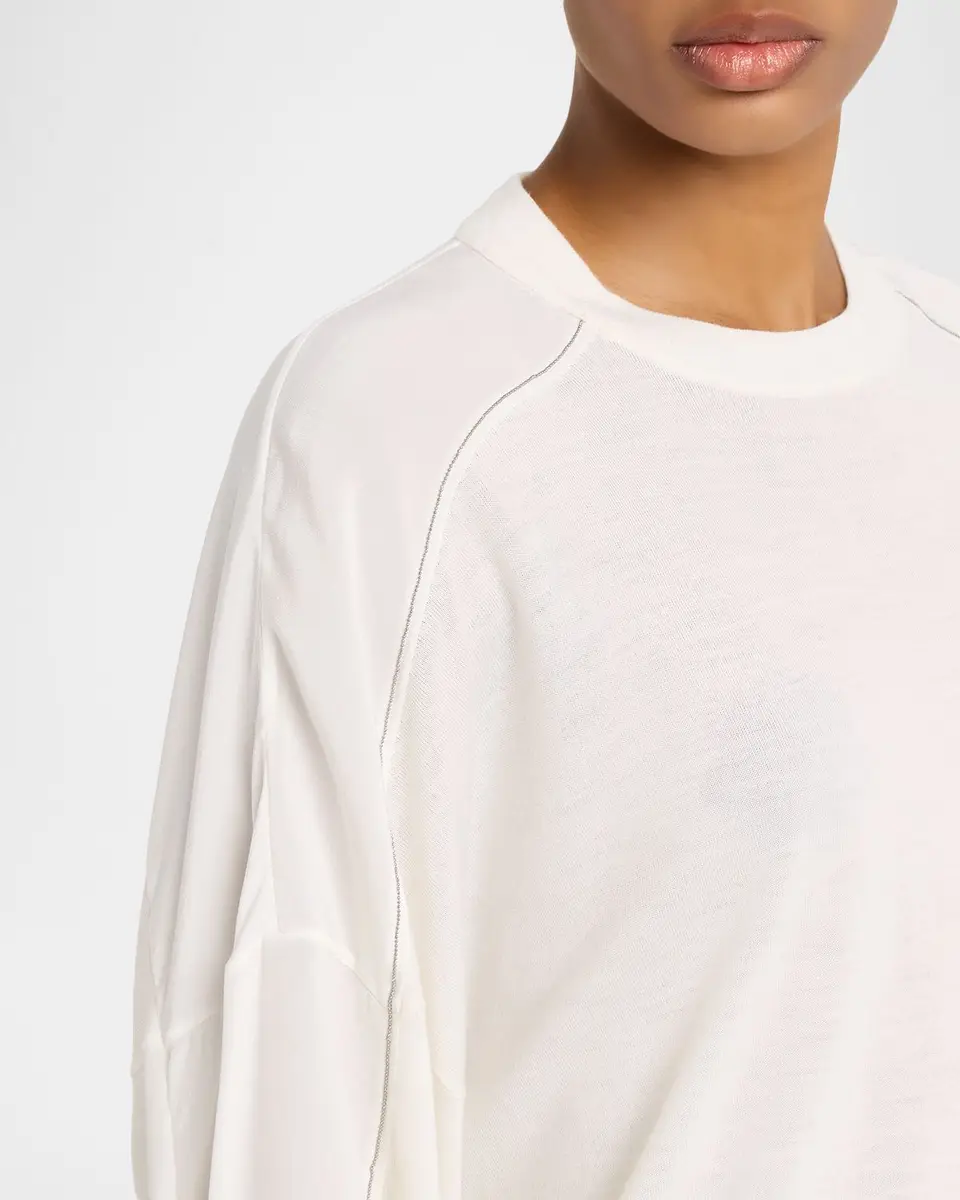 Brunello Cucinelli Monili-Trim Sleeve-Panel Cashmere Sweater | Thumbnail 5 Brunello Cucinelli Monili-Trim Sleeve-Panel Cashmere Sweater | Thumbnail 5