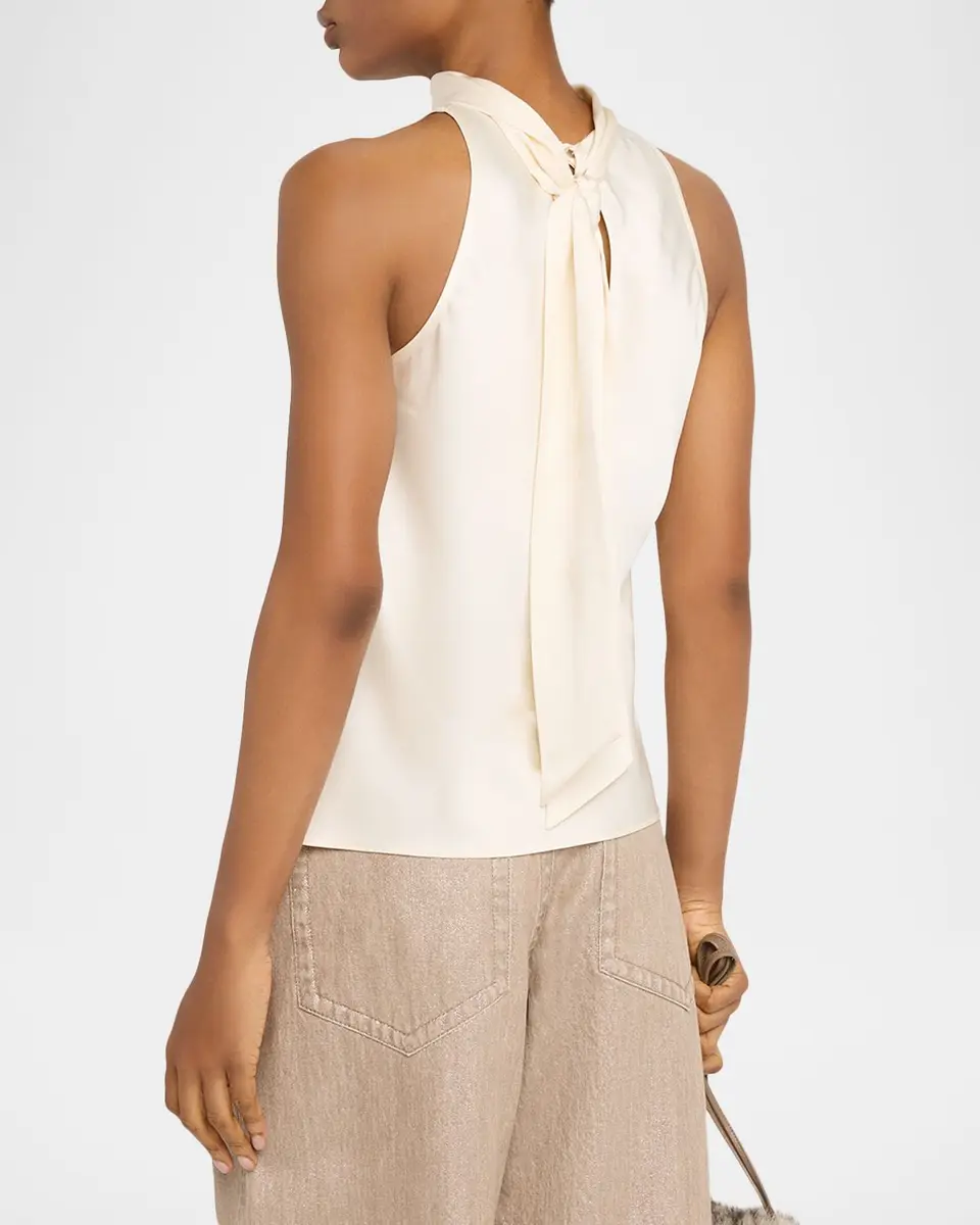 Brunello Cucinelli Asymmetric Sleeveless Silk Blouse | Thumbnail 3 Brunello Cucinelli Asymmetric Sleeveless Silk Blouse | Thumbnail 3