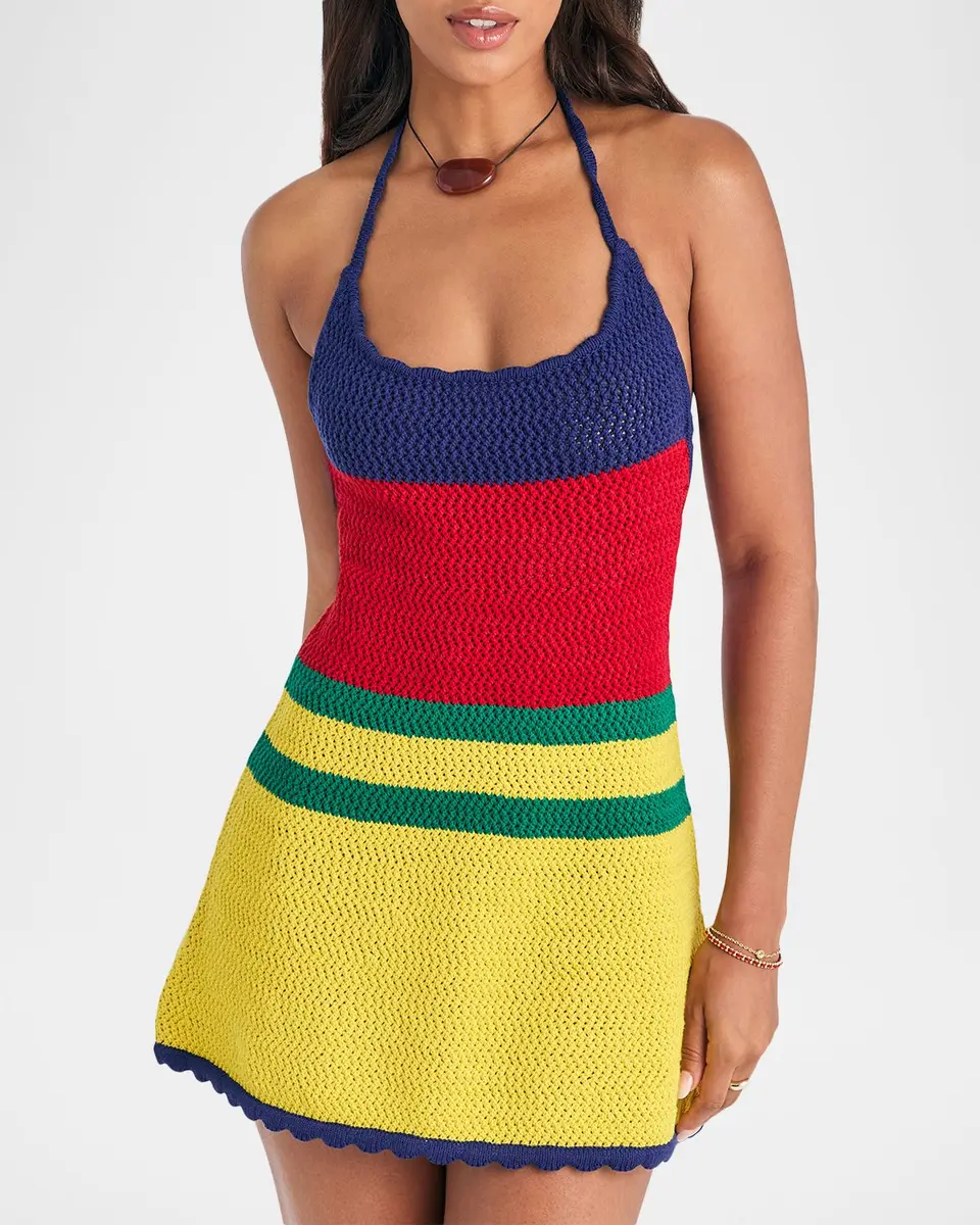 SEROYA Norma Striped Crochet Mini Dress | Thumbnail 4 SEROYA Norma Striped Crochet Mini Dress | Thumbnail 4