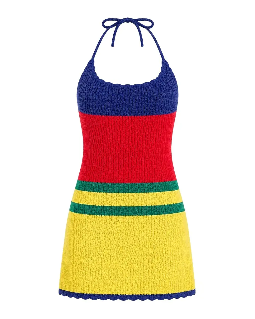 SEROYA Norma Striped Crochet Mini Dress | Image 1 SEROYA Norma Striped Crochet Mini Dress | Image 1