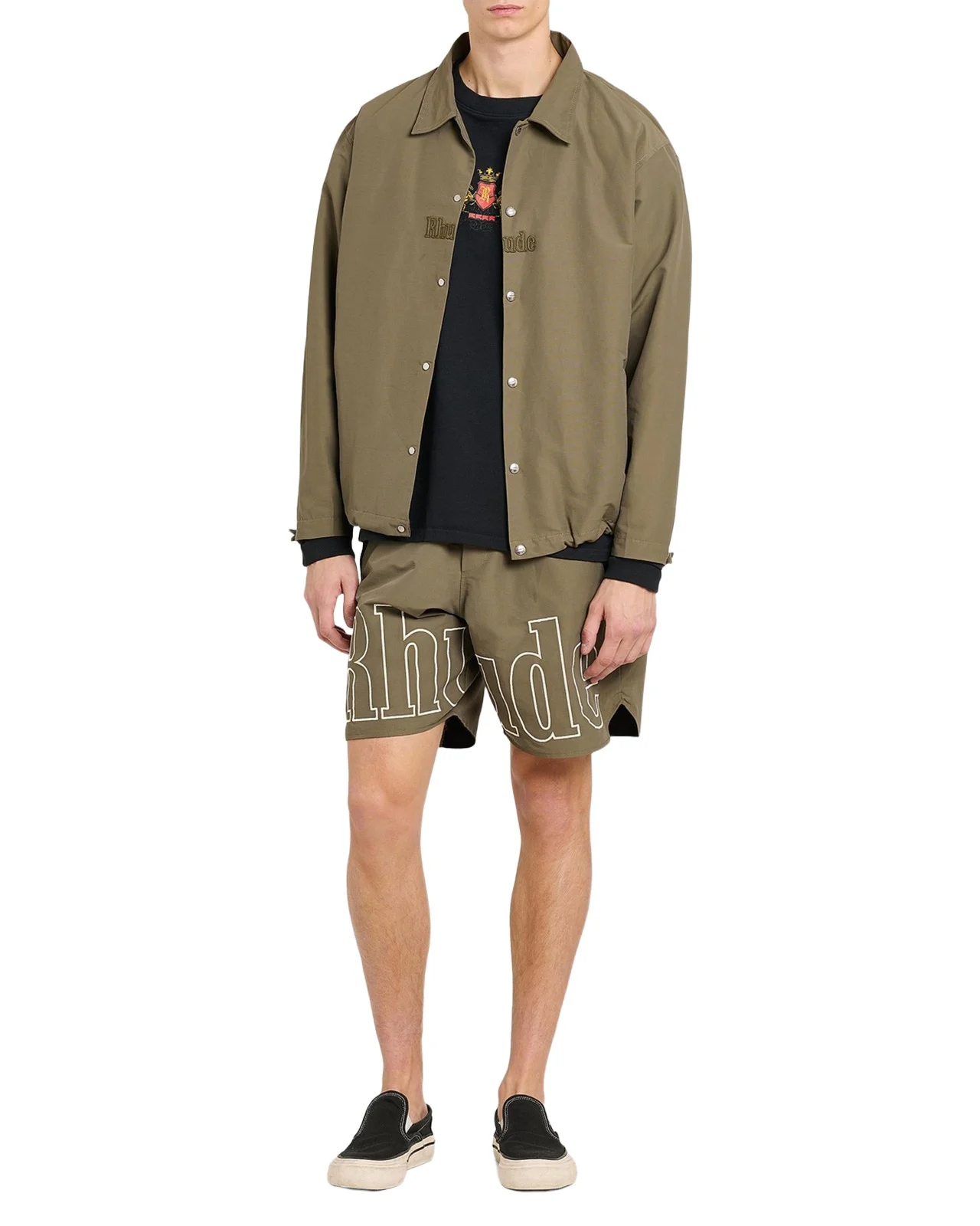 Rhude Men's Cotton and Nylon Logo Coaches Shirt Jacket