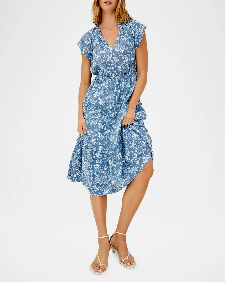 RAILS Juni V-Neck Linen Midi Dress | Thumbnail 2