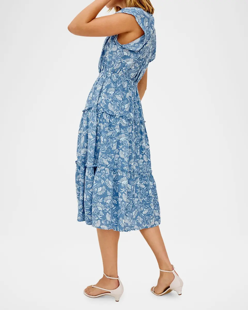 RAILS Juni V-Neck Linen Midi Dress | Thumbnail 3