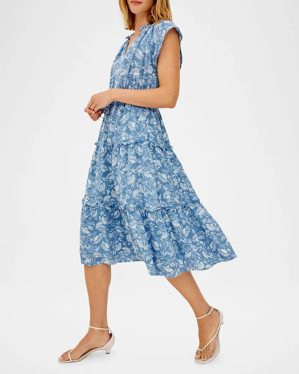 RAILS Juni V-Neck Linen Midi Dress | Thumbnail 4