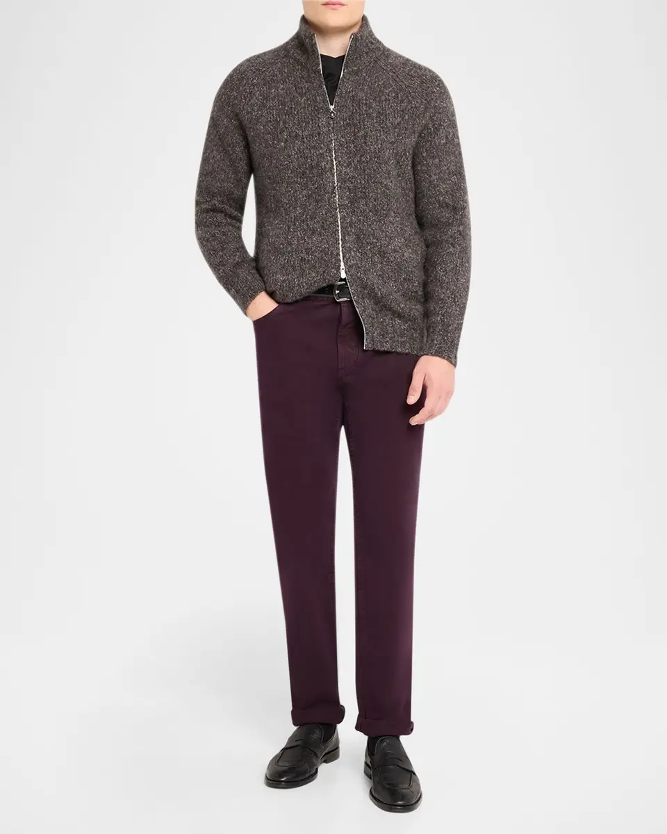 Brunello Cucinelli Men's Cashmere and Silk Melange Full-Zip Cardigan | Thumbnail 2