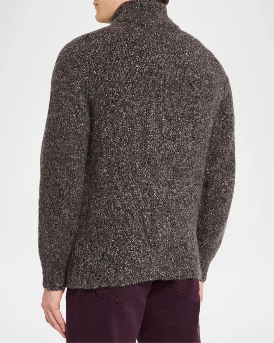 Brunello Cucinelli Men's Cashmere and Silk Melange Full-Zip Cardigan | Thumbnail 3
