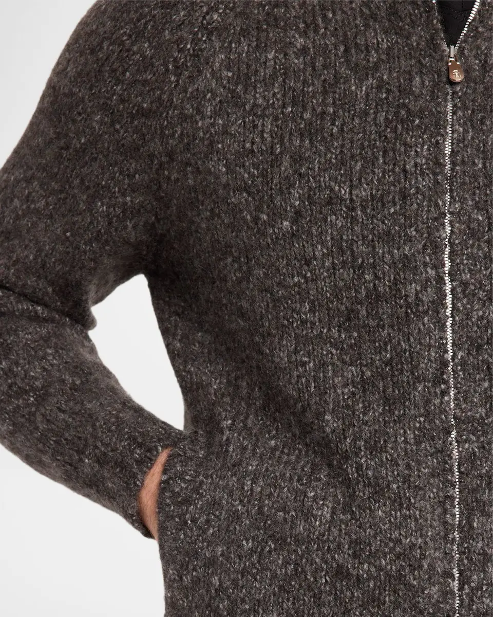 Brunello Cucinelli Men's Cashmere and Silk Melange Full-Zip Cardigan | Thumbnail 5