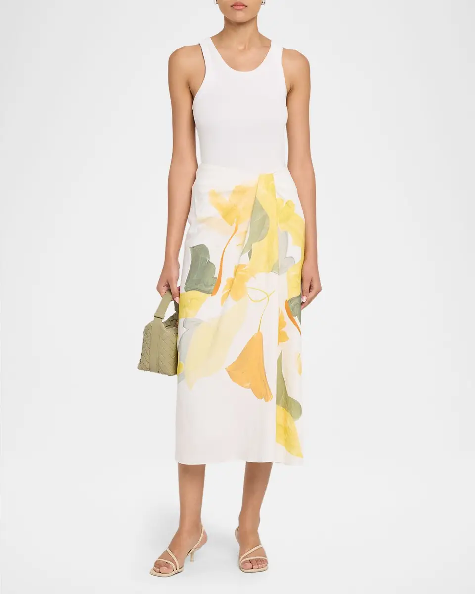 Vince Painted Satin-Viscose Midi Skirt | Thumbnail 2 Vince Painted Satin-Viscose Midi Skirt | Thumbnail 2