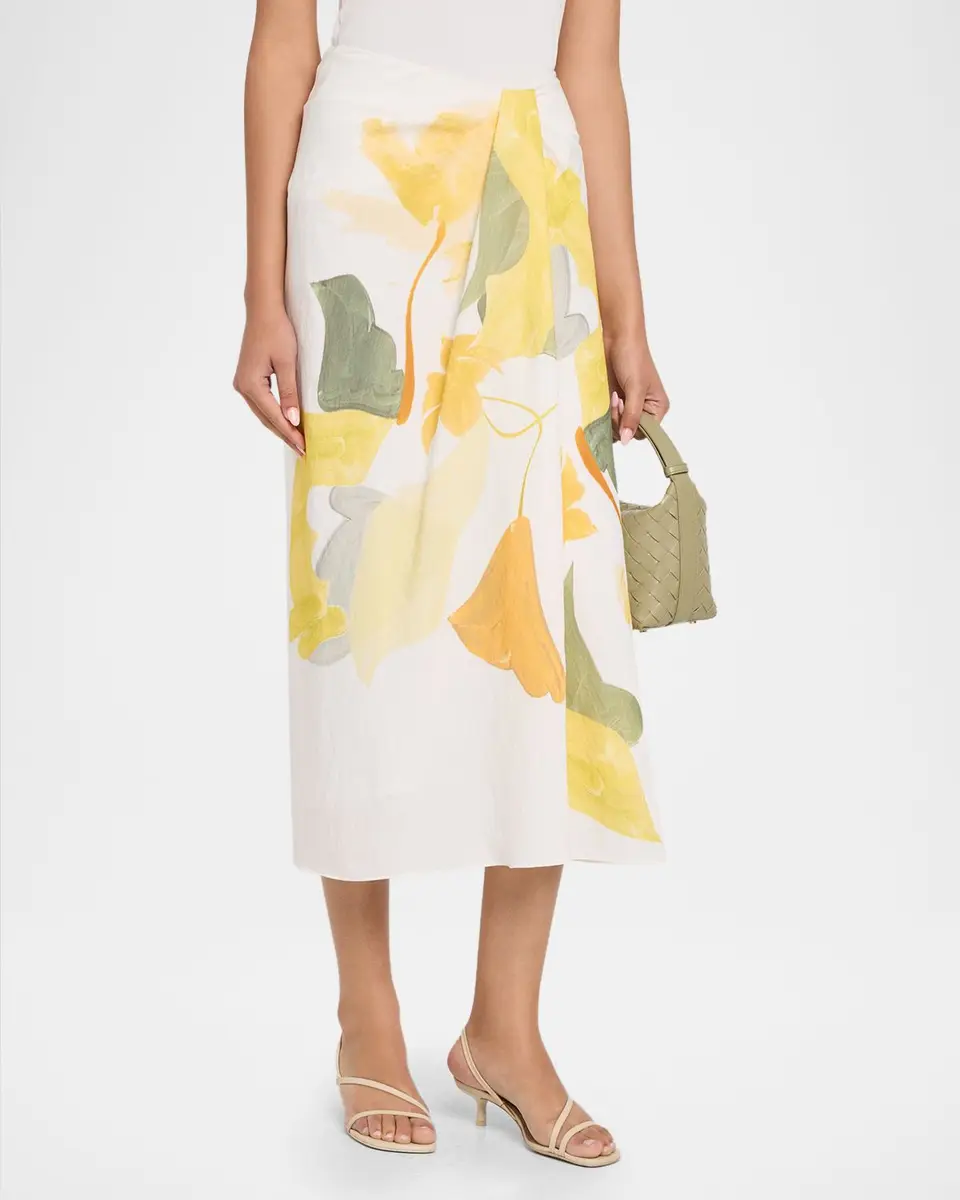 Vince Painted Satin-Viscose Midi Skirt | Thumbnail 4 Vince Painted Satin-Viscose Midi Skirt | Thumbnail 4