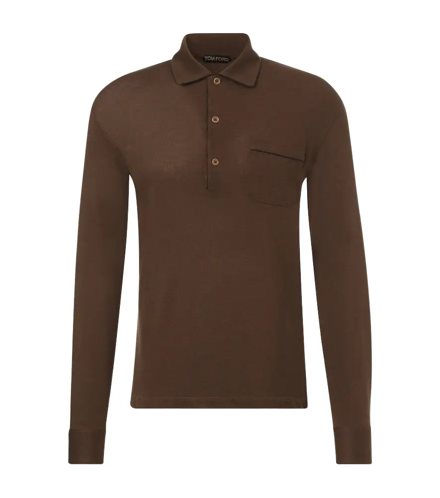 Tom Ford Silk and cotton piqué polo shirt | Image 1 Tom Ford Silk and cotton piqué polo shirt | Image 1