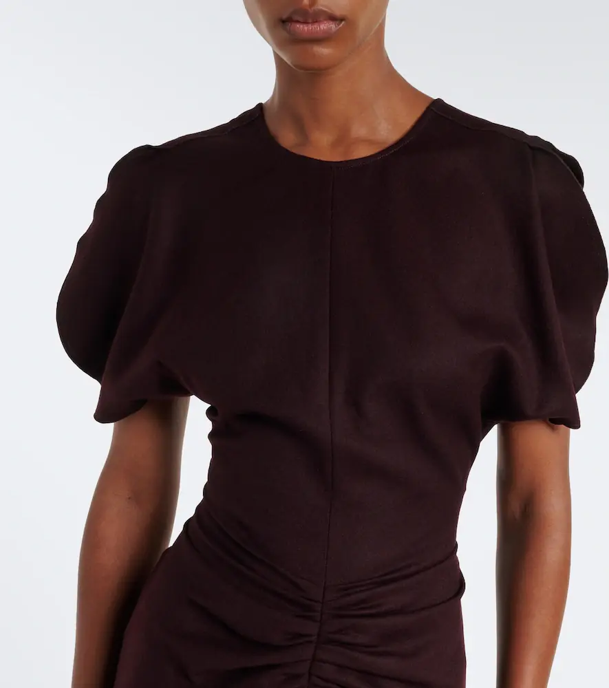 Victoria Beckham Bela gathered virgin wool midi dress | Thumbnail 3 Victoria Beckham Bela gathered virgin wool midi dress | Thumbnail 3