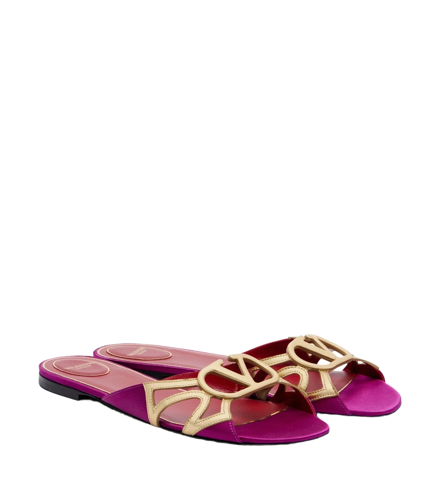 Valentino Garavani Wonderweb satin and leather slides