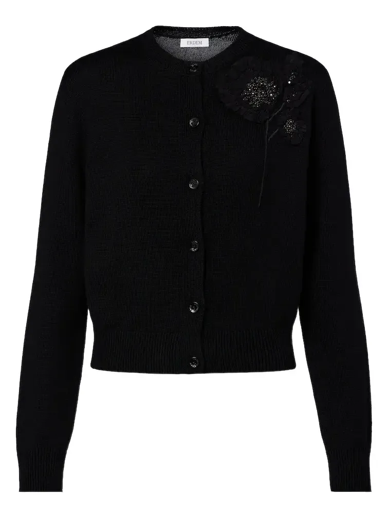 Beaded wool cardigan