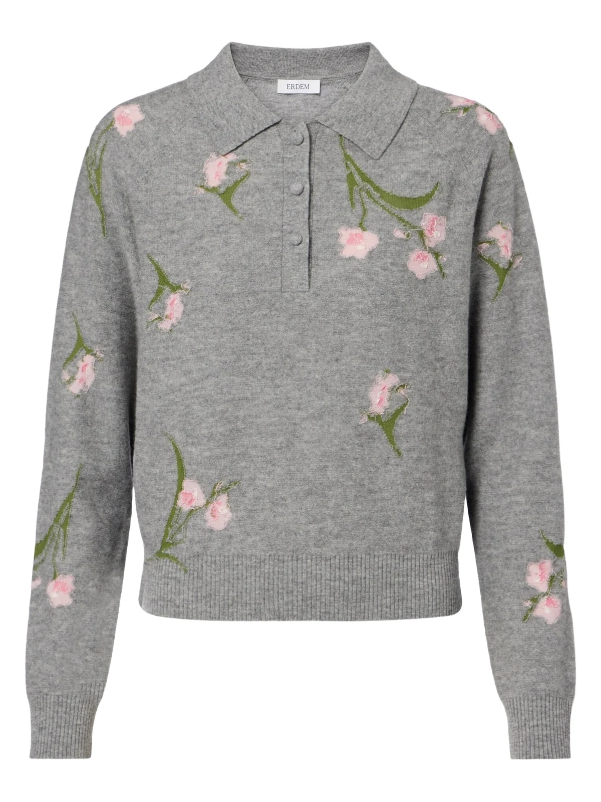 Floral intarsia wool polo sweater Floral intarsia wool polo sweater
