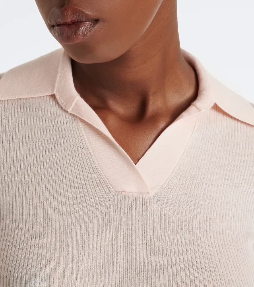 Burberry EKD ribbed-knit cashmere polo shirt | Thumbnail 6