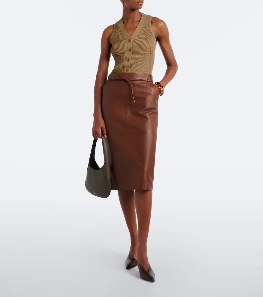 Max Mara Leather midi skirt | Thumbnail 2 Max Mara Leather midi skirt | Thumbnail 2