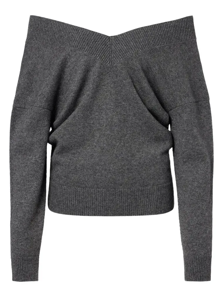 Off-shoulder cashmere sweater