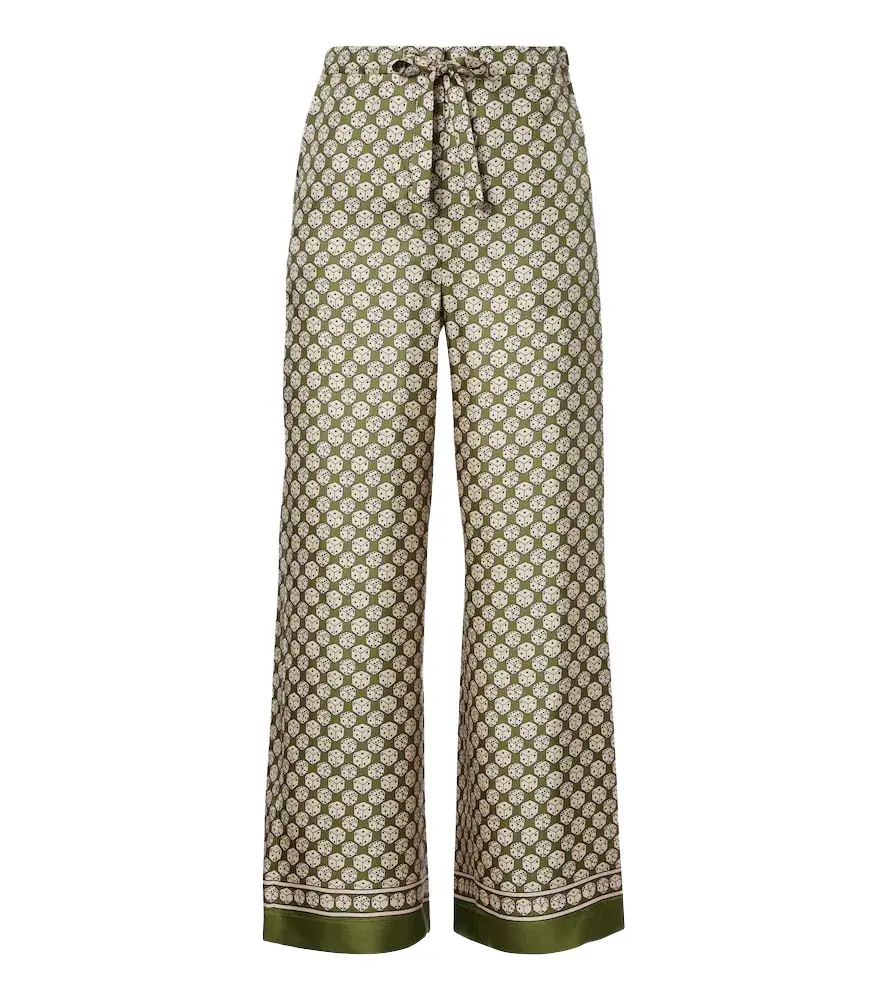 'S Max Mara Printed silk wide-leg pants