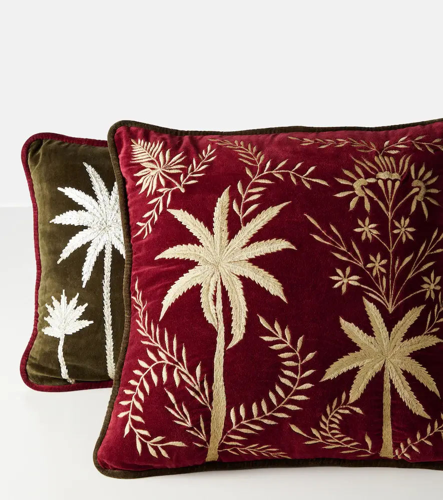 LES OTTOMANS Embroidered cotton velvet cushion | Thumbnail 2