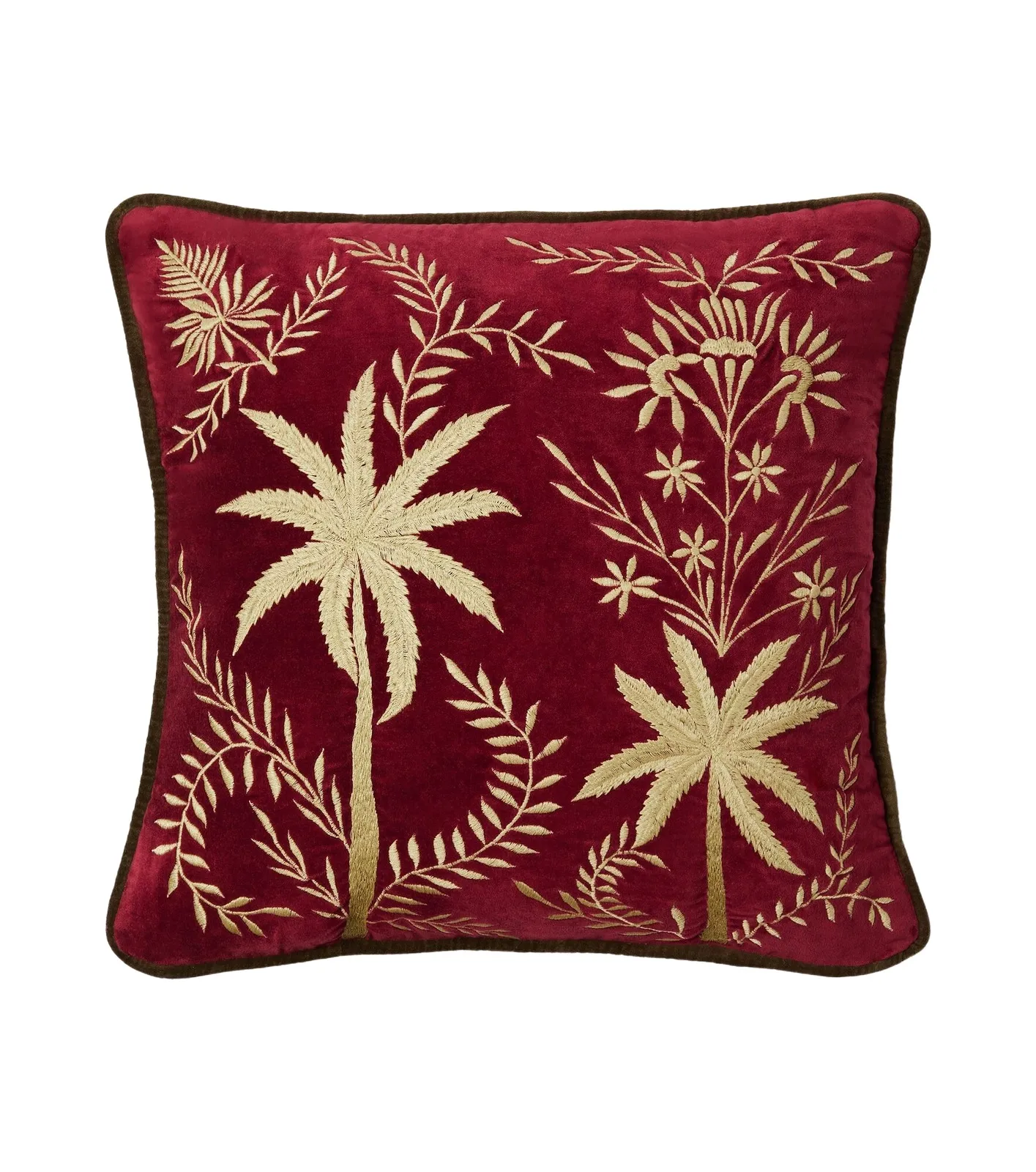 LES OTTOMANS Embroidered cotton velvet cushion
