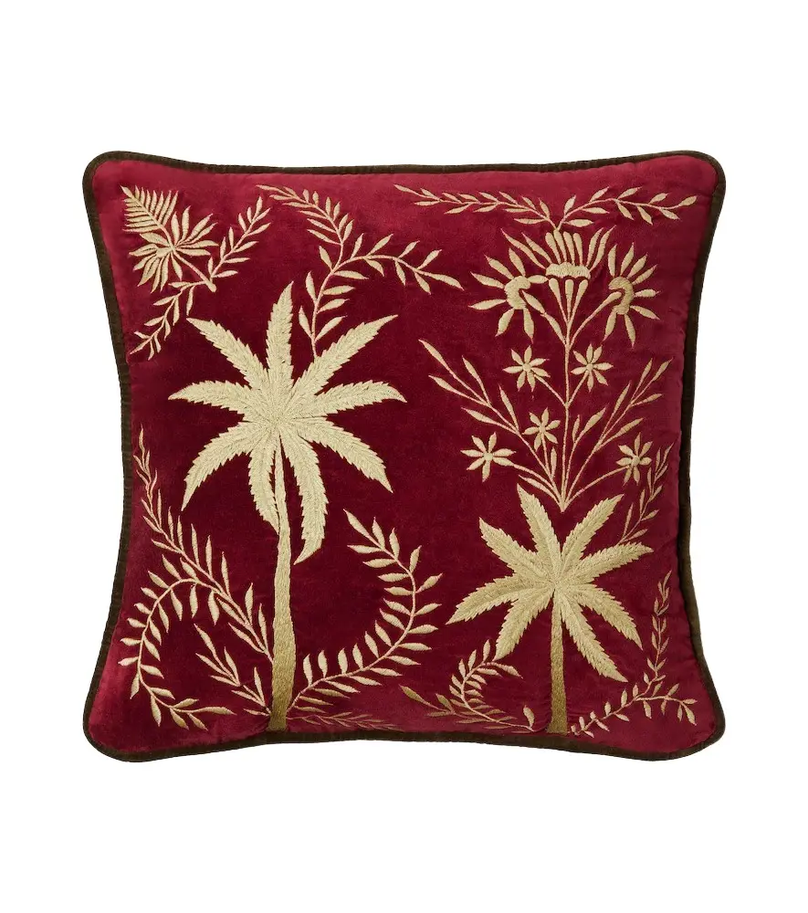 LES OTTOMANS Embroidered cotton velvet cushion