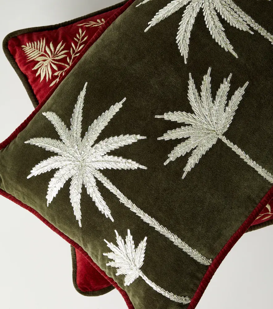 LES OTTOMANS Embroidered cotton velvet cushion | Thumbnail 2