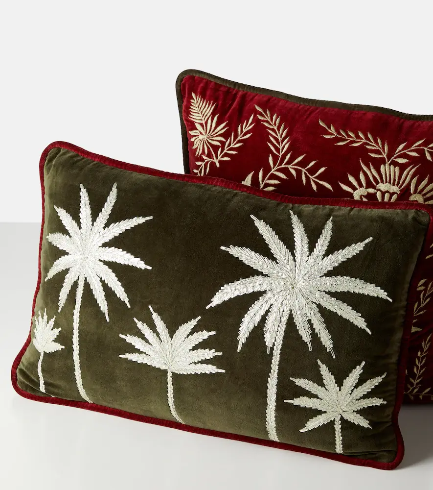 LES OTTOMANS Embroidered cotton velvet cushion | Thumbnail 3