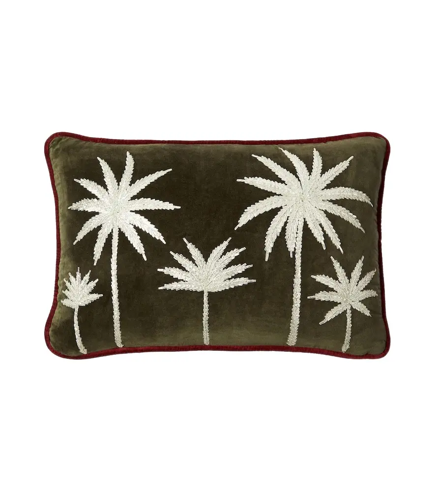 LES OTTOMANS Embroidered cotton velvet cushion