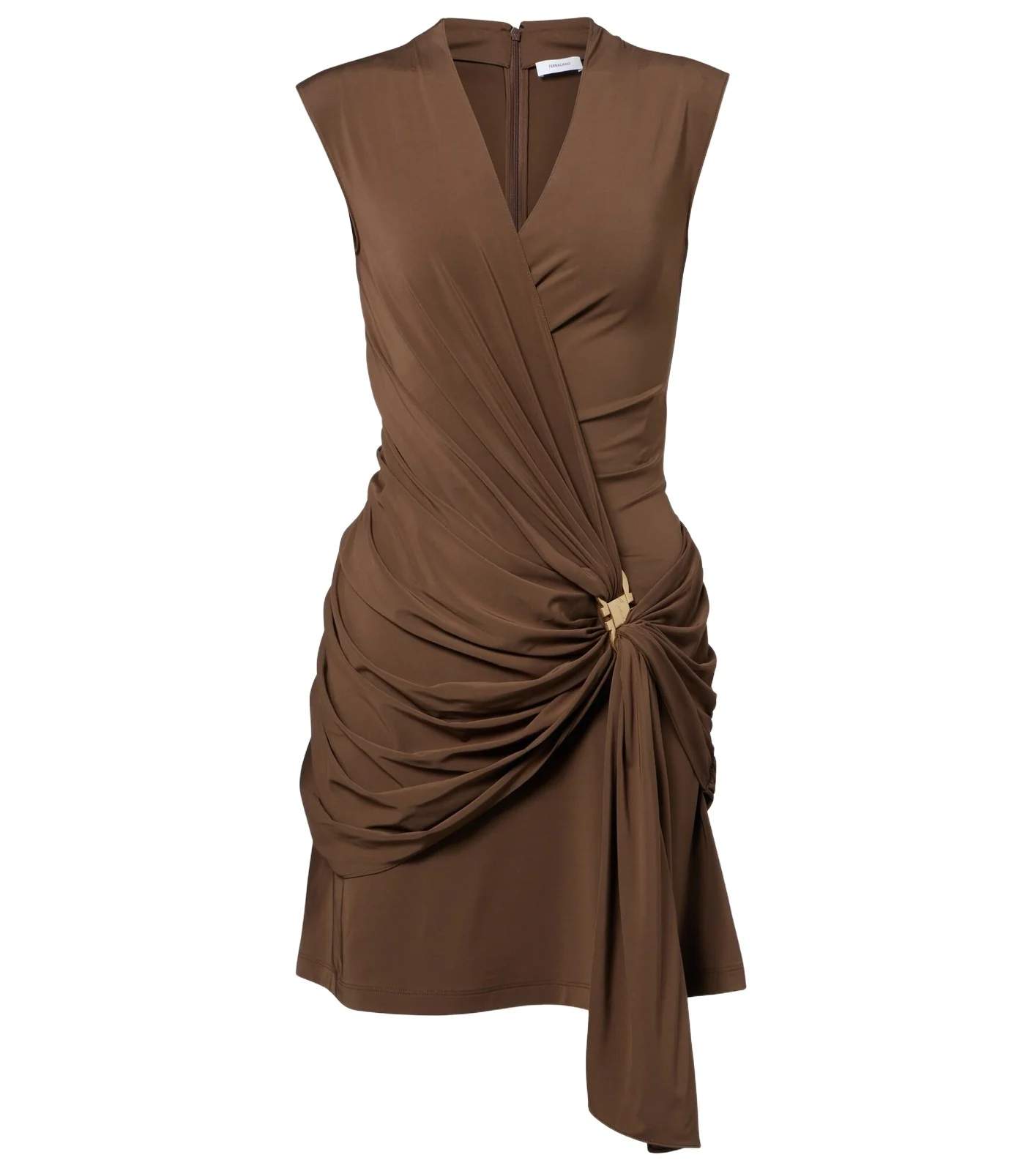 Draped gathered jersey minidress
