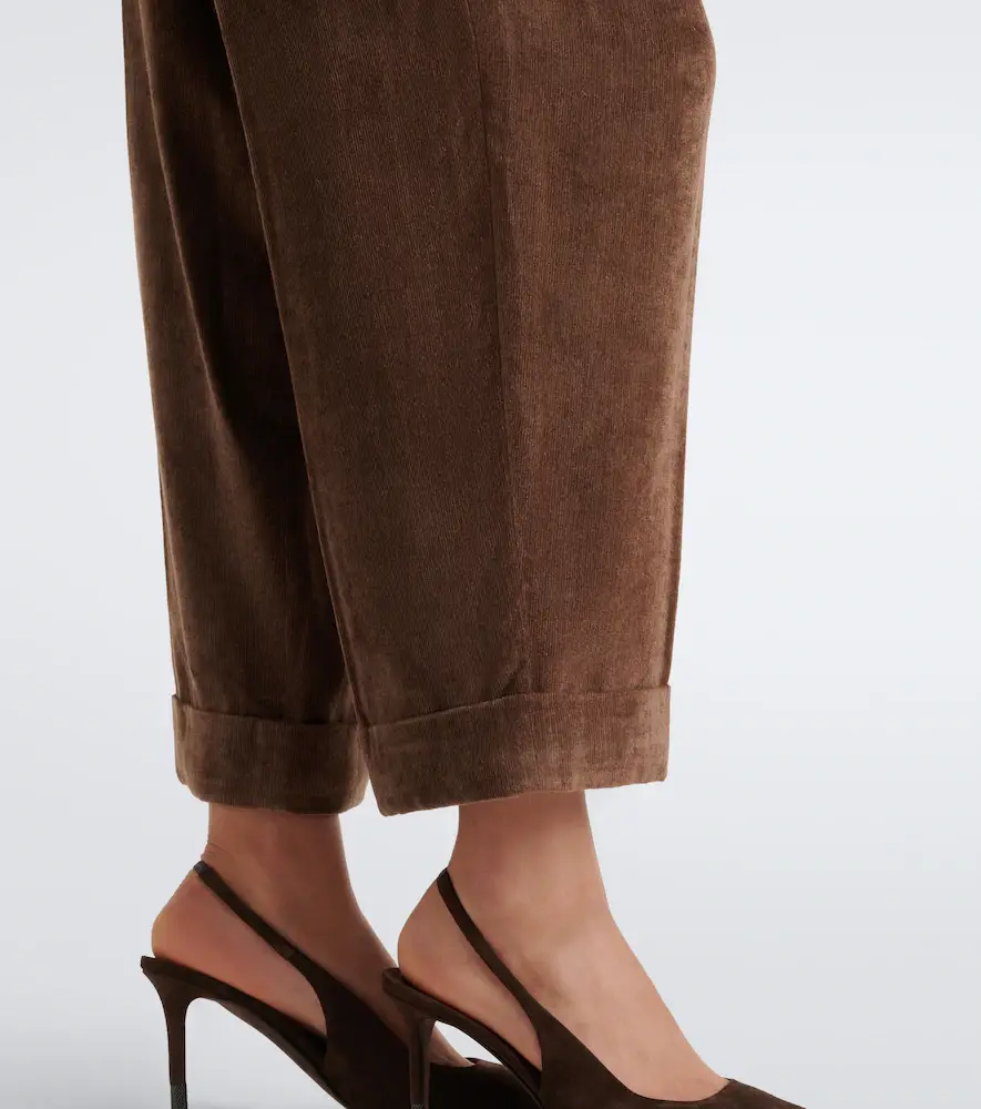 Brunello Cucinelli Pleated velvet straight pants | Thumbnail 3