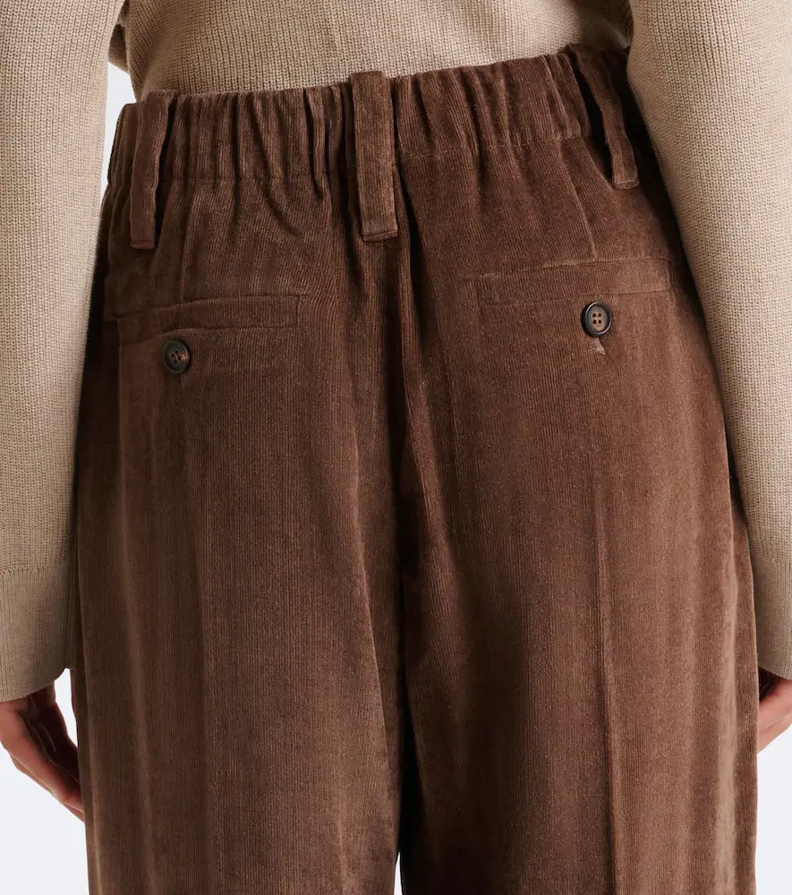 Brunello Cucinelli Pleated velvet straight pants | Thumbnail 4