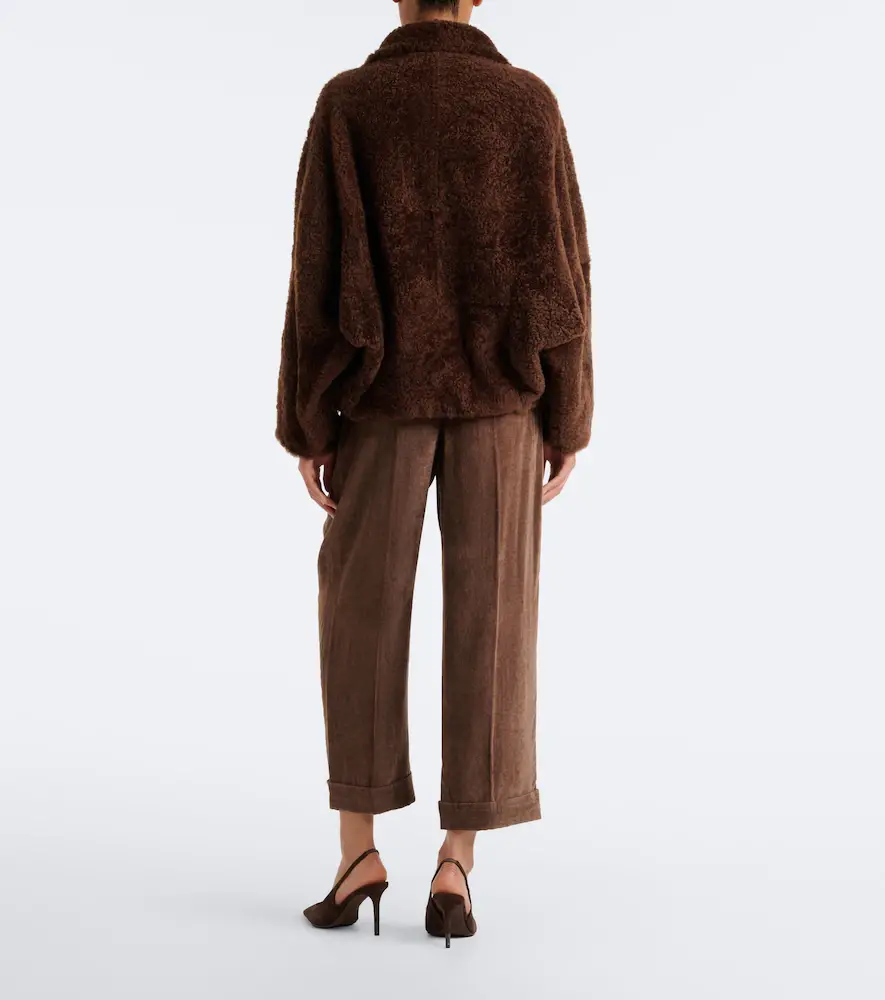 Brunello Cucinelli Pleated velvet straight pants | Thumbnail 5