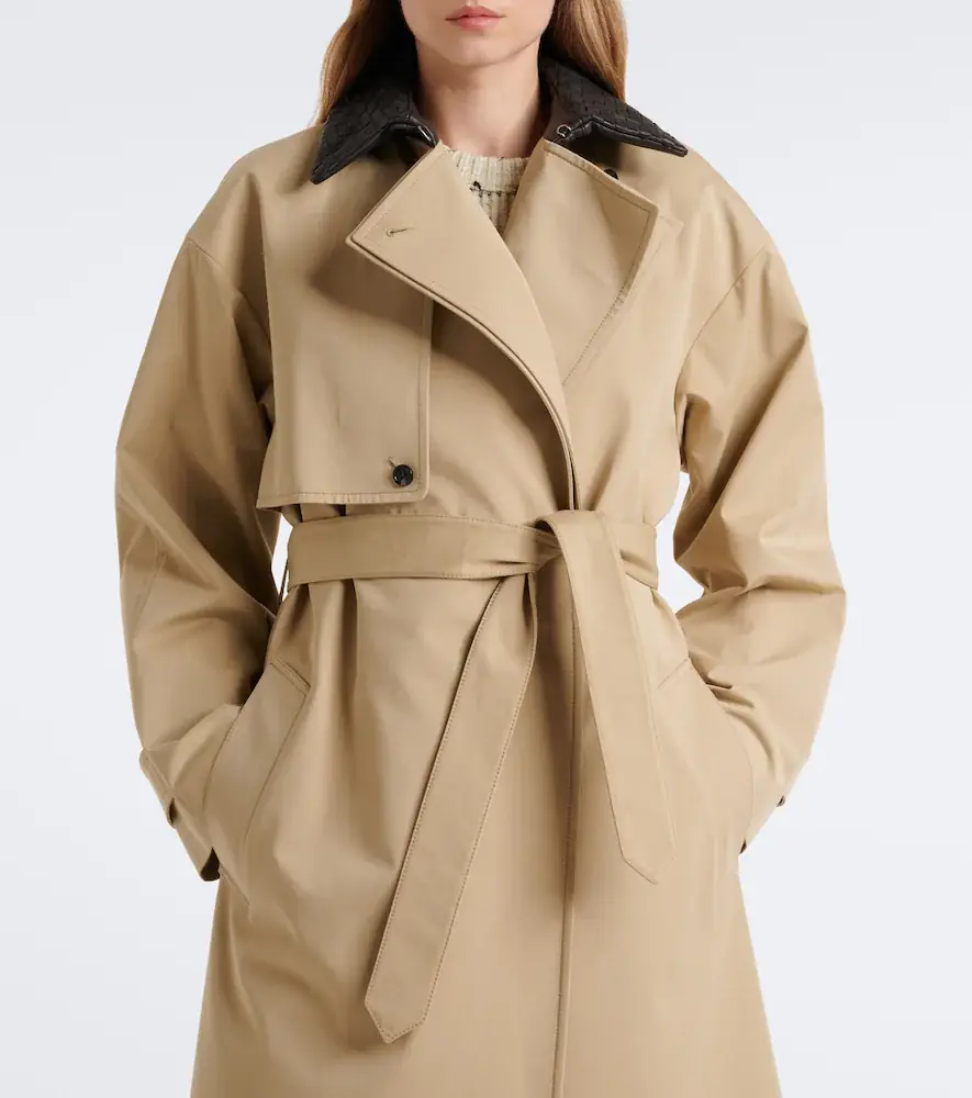 Bottega Veneta Leather-trimmed cotton trench coat | Thumbnail 2 Bottega Veneta Leather-trimmed cotton trench coat | Thumbnail 2