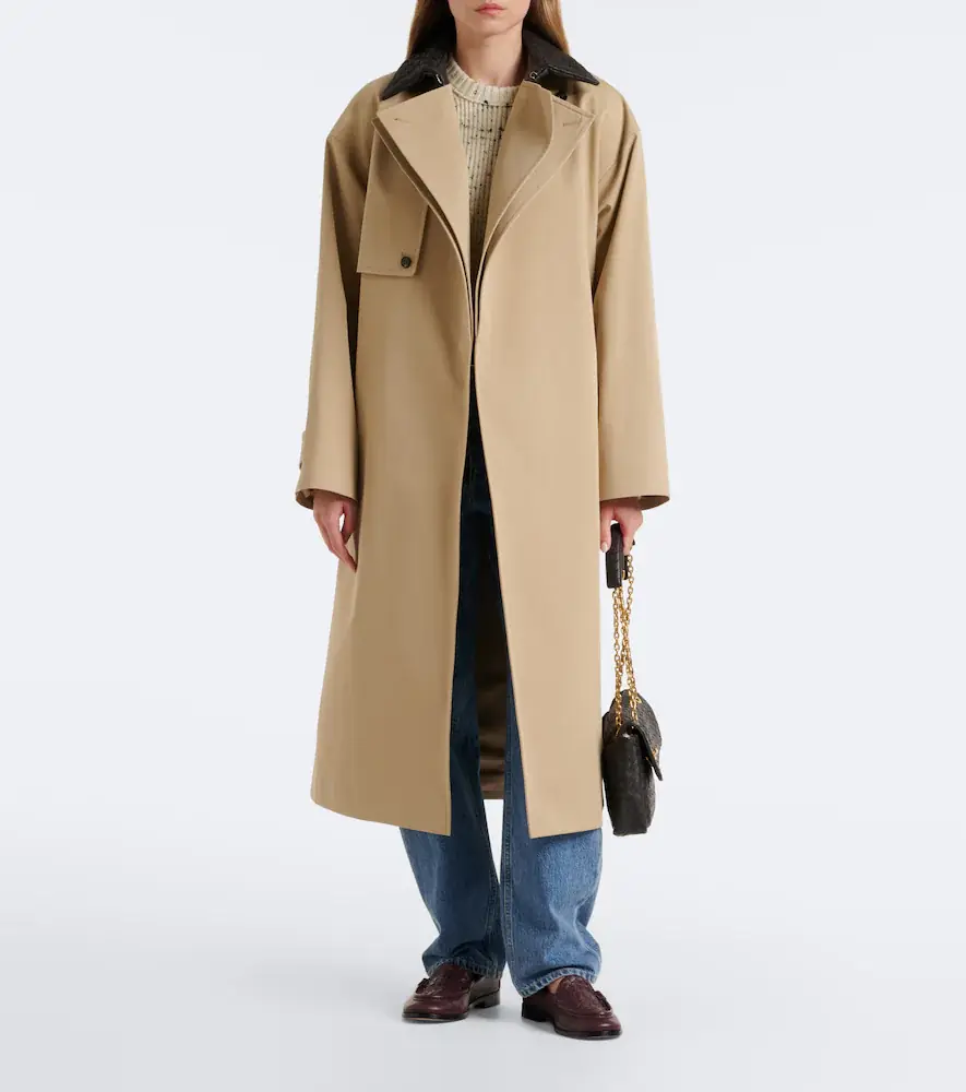 Bottega Veneta Leather-trimmed cotton trench coat | Thumbnail 3 Bottega Veneta Leather-trimmed cotton trench coat | Thumbnail 3