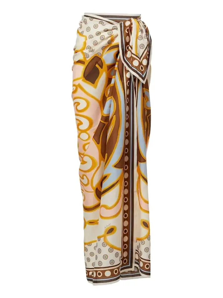 Printed cotton beach cover-up