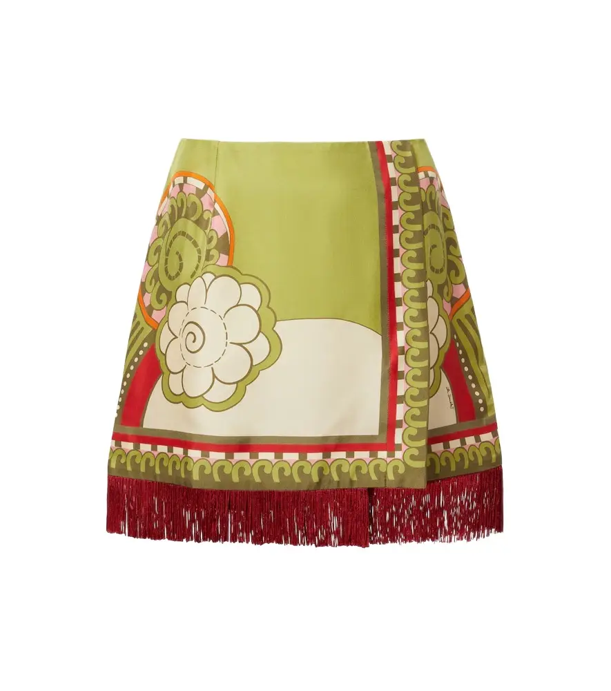 La DoubleJ Printed fringe-trimmed silk miniskirt | Image 1 La DoubleJ Printed fringe-trimmed silk miniskirt | Image 1