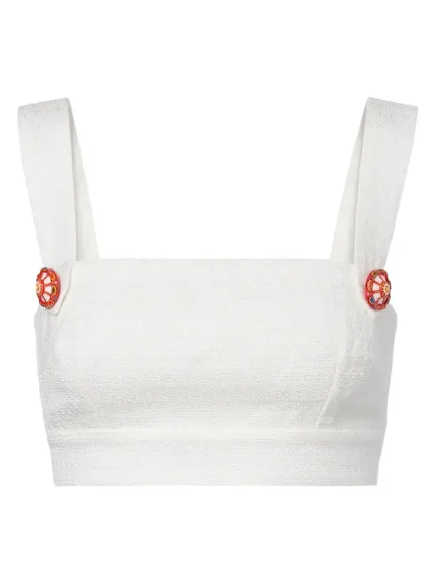 Cotton and linen-blend crop top