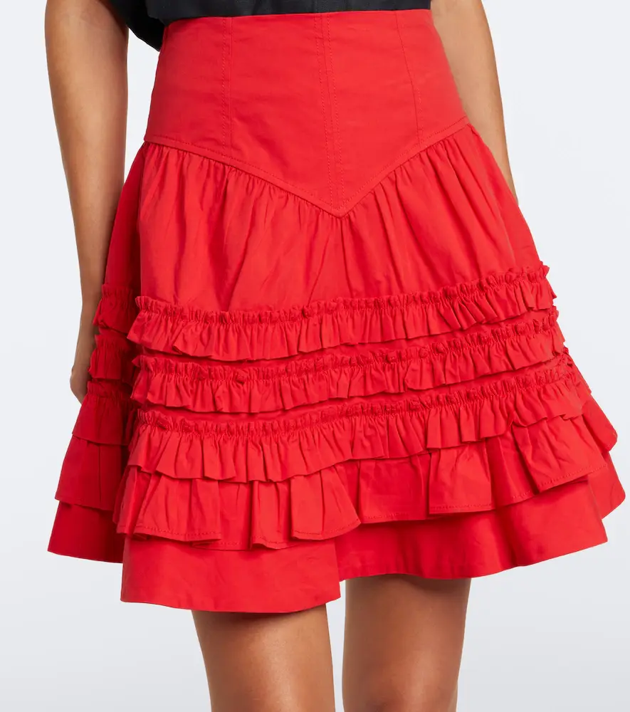 Ganni Ruffled cotton-blend miniskirt | Thumbnail 3 Ganni Ruffled cotton-blend miniskirt | Thumbnail 3