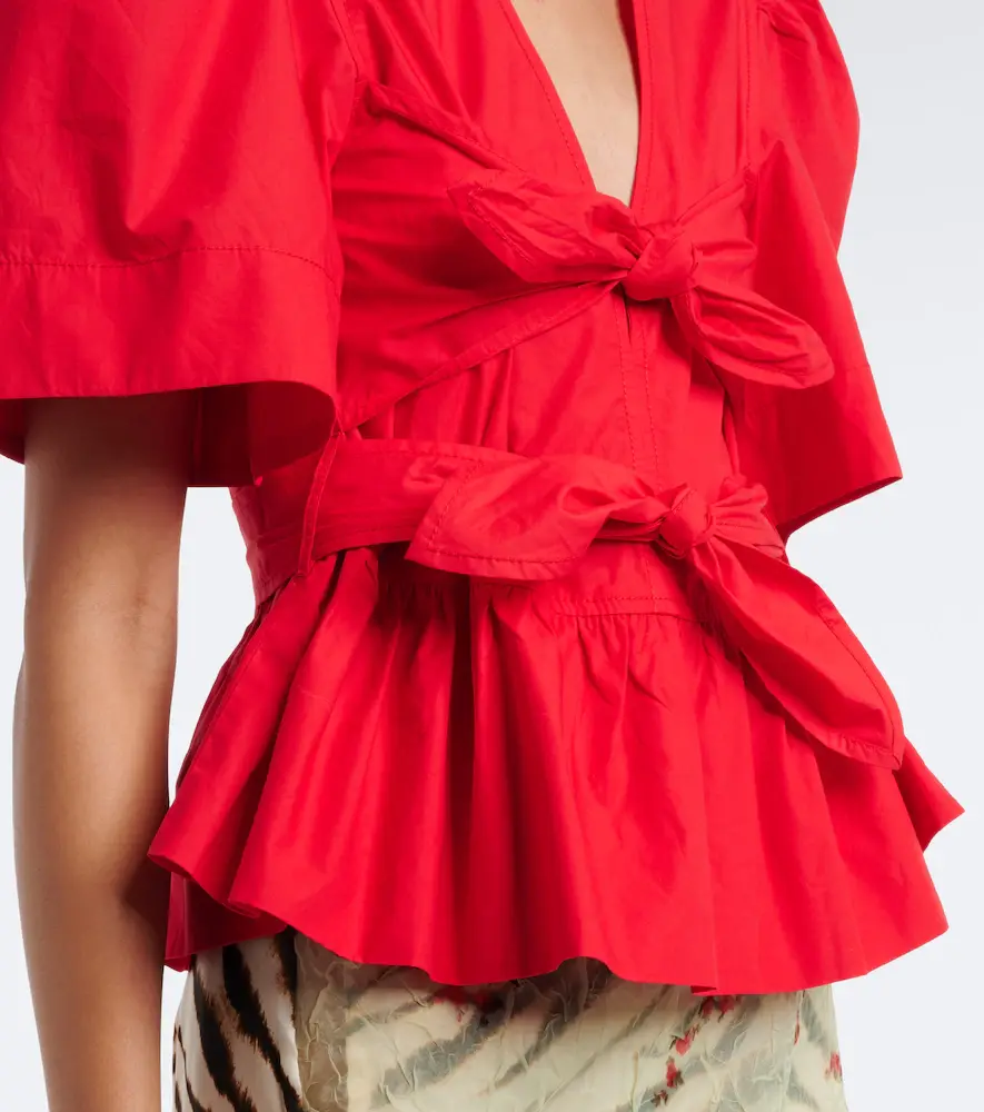 Ganni Bow-detail cotton poplin blouse | Thumbnail 2