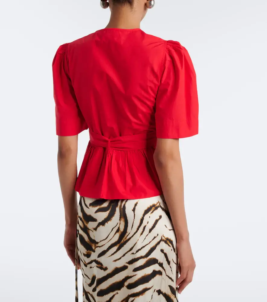 Ganni Bow-detail cotton poplin blouse | Thumbnail 3