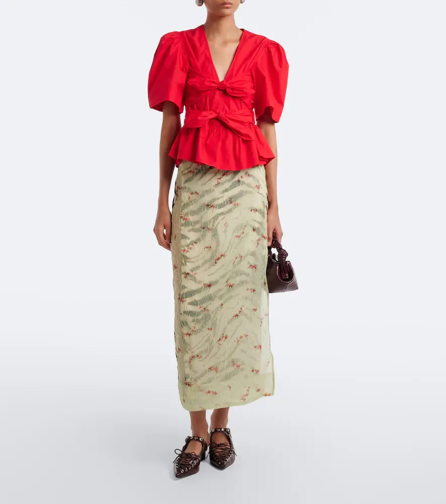 Ganni Bow-detail cotton poplin blouse | Thumbnail 4