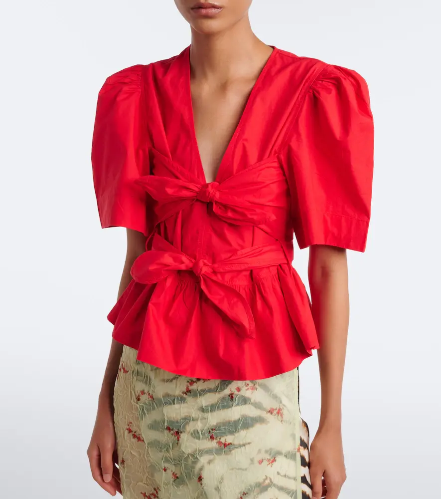 Ganni Bow-detail cotton poplin blouse | Thumbnail 5