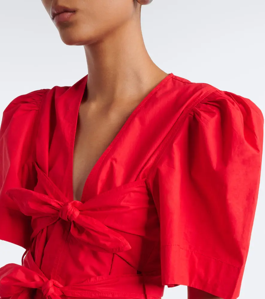 Ganni Bow-detail cotton poplin blouse | Thumbnail 6