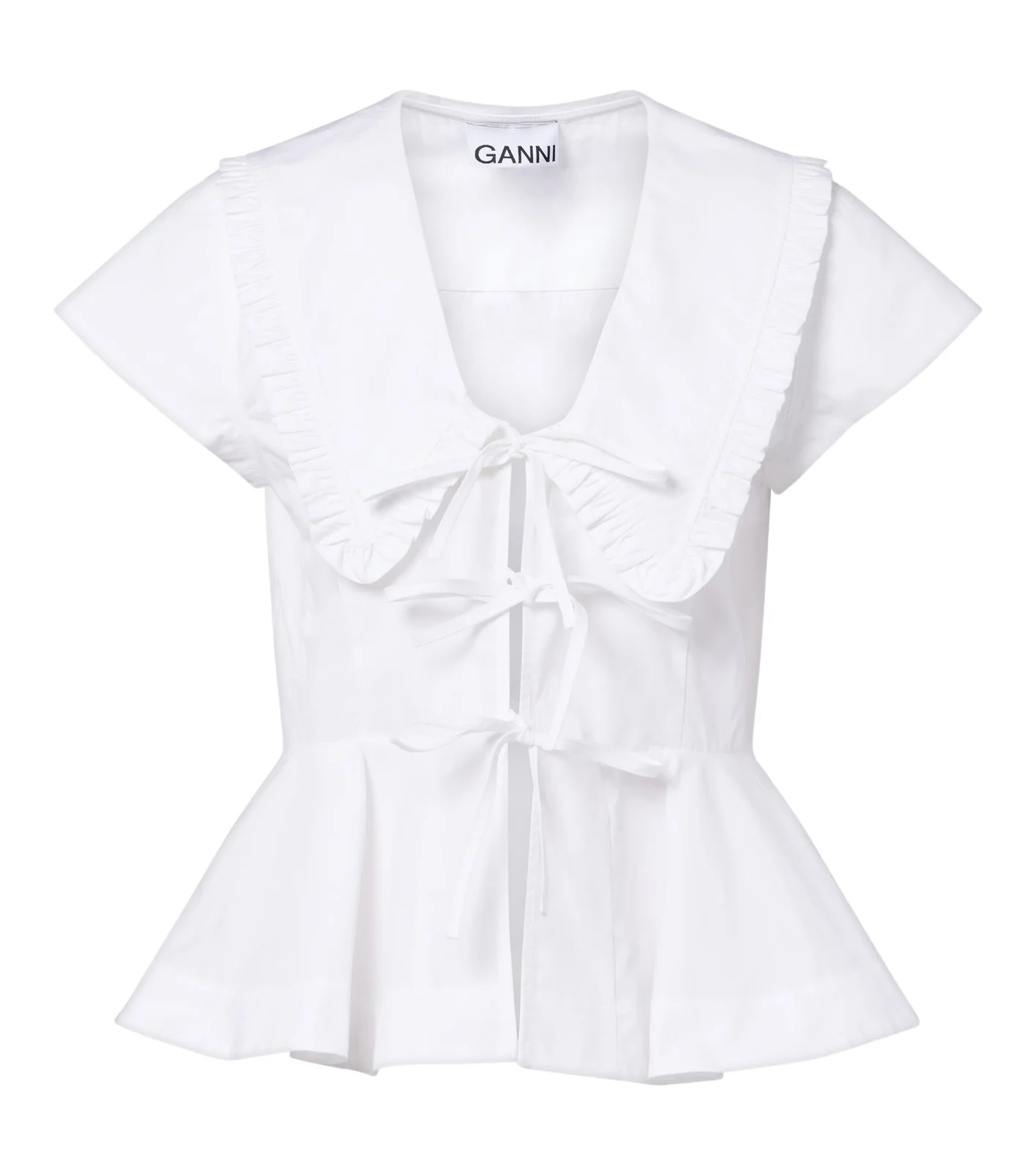 Bow-detail peplum cotton poplin blouse Bow-detail peplum cotton poplin blouse