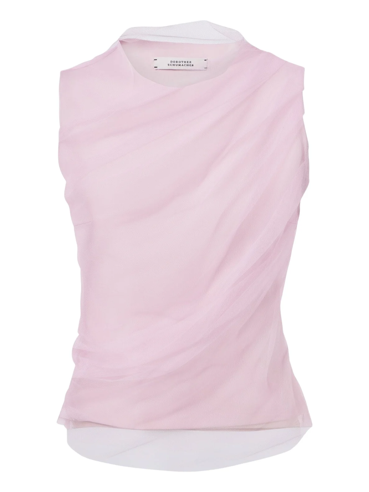 Layered draped jersey and tulle top Layered draped jersey and tulle top