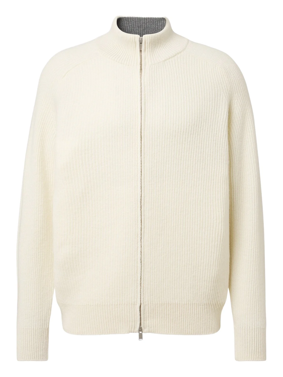 Ribbed-knit wool and cashmere zip-up cardigan Ribbed-knit wool and cashmere zip-up cardigan