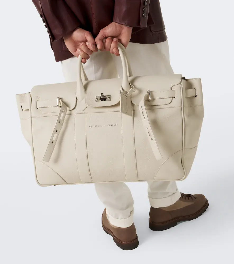 Brunello Cucinelli Logo leather duffel bag | Thumbnail 3 Brunello Cucinelli Logo leather duffel bag | Thumbnail 3